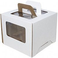 Коробка для торта  С РУЧКАМИ и окном 240х240х240мм