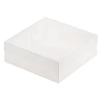 Коробка для зефира, тортов и пирожных( пластиковая крышка) 200х200х70мм