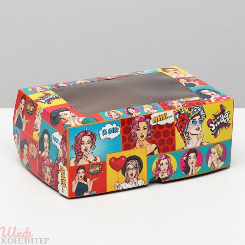 Упаковка на 6 капкейков "Pop-art" с клубникой 25 х 17 х 10 см 6578288