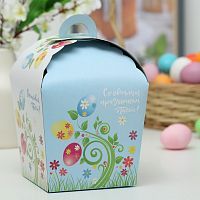 Коробка складная «Счастливой Пасхи» яйца на веточке 17х17х26см 6485218    