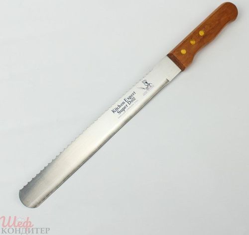 Нож для бисквита двустор крупные зубцы и ровный край 25см