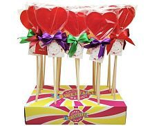 Леденец на палочке "Сердечко литое с лентой" 70гр