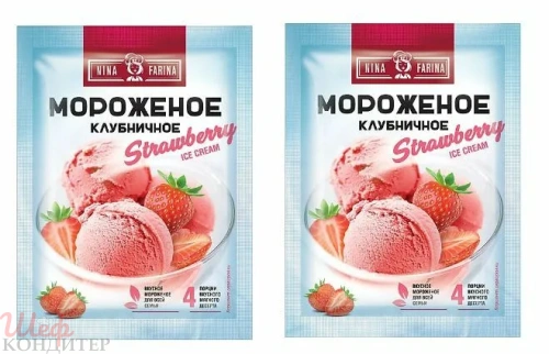 Смесь сухая для приготовления мороженного клубника 70 гр Смесь сухая для приготовления мороженного клубника 70 гр