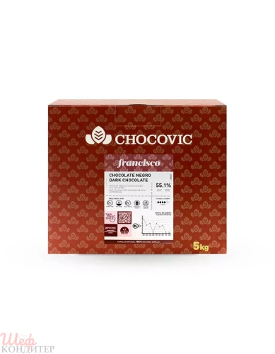 Шоколад темный 55,1% Chocovic Francisco 1,5кг Шоколад темный 55,1% Chocovic Francisco 1,5кг