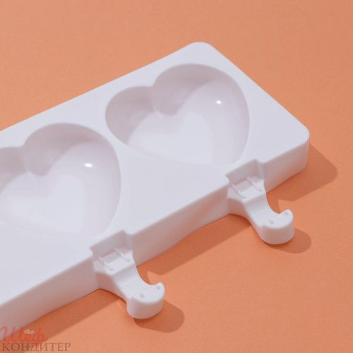 Форма для леденцов и мороженого «Сердца», 39×15 см, 4 ячейки (9,2×8,4 см) 2594961