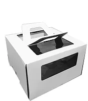 Коробка для торта 240*240*200 с окном с ручками