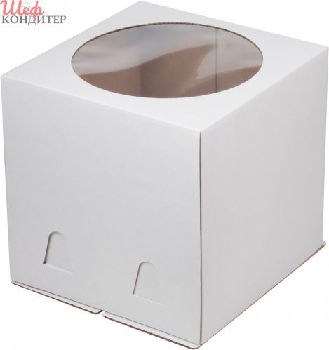 EB220 Короб картонный белый 240*240*220мм С ОКНОМ (50шт/кор)