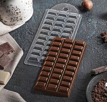 Форма для шоколада 30 ячеек "Шоколад тёмный" 7х15х1см4309151