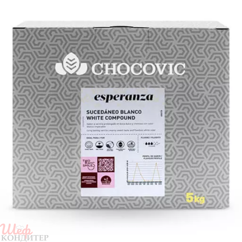 Глазурь белая жировая Esperanza Chocovic 5кг 