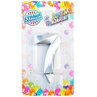 Свеча в торт  цифра 7 серебро металлик.