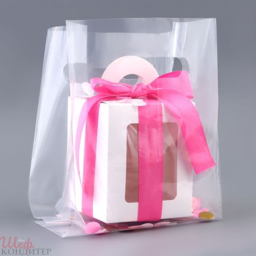 Пакет для БЕНТО торта прозрачный с ручкой 15х28см 10638991