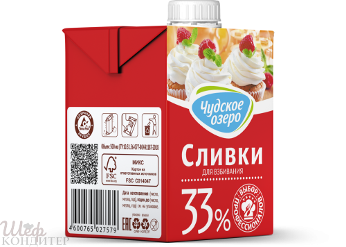 Сливки Чудское озеро 33% 0,5л.