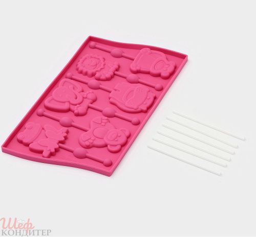 Форма для леденцов Звери 6яч.