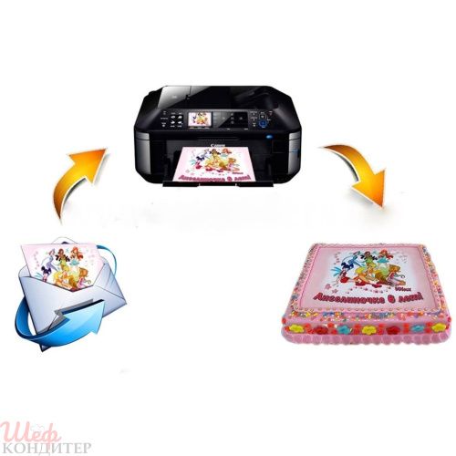 Печать изображения на пищевой сахарной бумаге А4 (ваш макет)