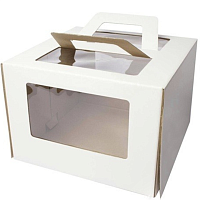 Коробка для торта  С РУЧКАМИ и окном 260х260х150 