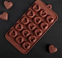 Форма для льда и шоколада 15 ячеек "Сердце"  23,2х12х1   2854628