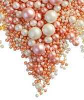 Рис воздушный в цветной глазури ПЕРСИК, СЕРЕБРО жемчуг 2-13мм 50гр./упак №137