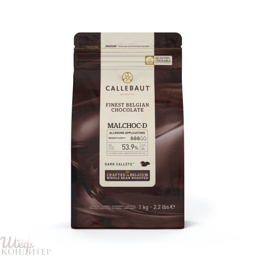 Шоколад темный БЕЗ САХАРА Callebaut  54% 1кг. галеты (подсластитель мальтитол)