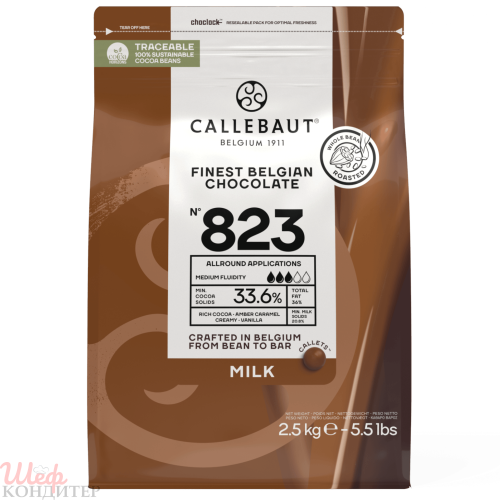 Шоколад молочный Callebaut 33,6% 2,5 кг.