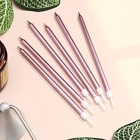 Свечи в торт Розовый металлик 13см 6шт