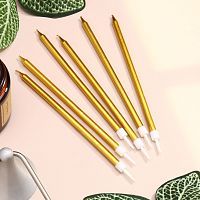 Свечи в торт Золотой металлик 13см 6шт