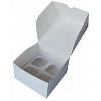 CUP4 Упаковка для маффинов белая 4 ячейки 160х160х100мм Pasticciere