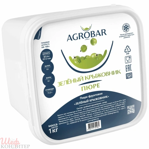 ПЮРЕ фруктовое КРЫЖОВНИК  с/м 1 кг "Агробар"