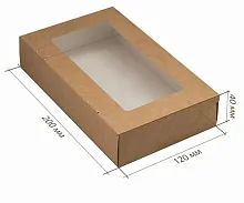 Коробка 195*120*40 с окном крафт TABOX 1000