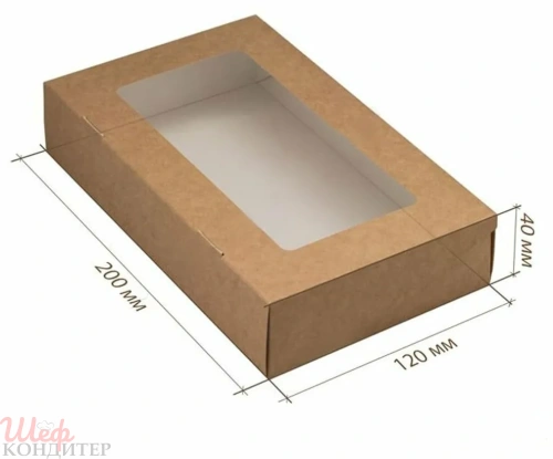 Коробка 195*120*40 с окном крафт TABOX 1000