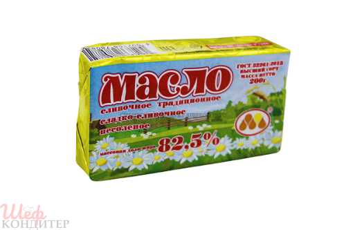 Масло сладко-сливочное Традиционное ГОСТ 82,5% фольга  200гр. 
