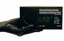 LAB+ Перчатки нитриловые неопудренные чёрные L 100 шт/упак