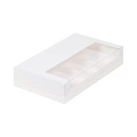 Коробка ДЛЯ ЭКЛЕРОВ и ЭСКИМО 5шт 250х150х50 белая с пластиковой крышкой 070130