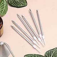 Свечи в торт Серебро металлик 13см 6шт