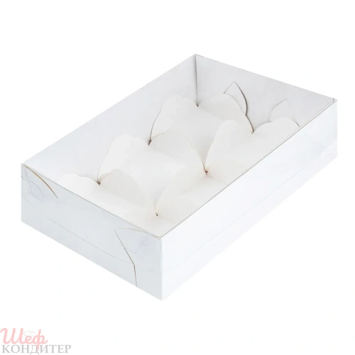 Коробка 175*120*55мм белая с крышкой для 6 моти Коробка 175*120*55мм белая с крышкой для 6 моти