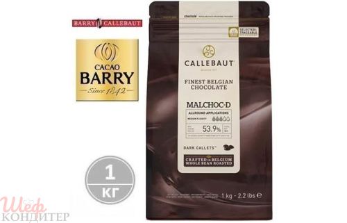 Шоколад темный Callebaut БЕХ САХАРА 54% 1кг. 