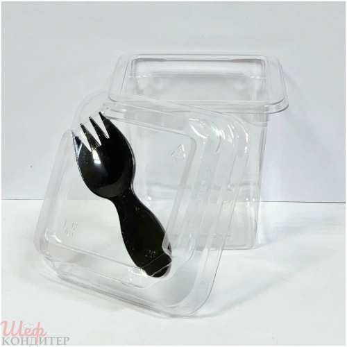 Креманка с крышкой и вилкой 80х80х75 220мл. 10шт.