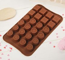 Форма для льда и шоколада, 24 ячейки, 23,2х13,8х0,5 см "Коробка конфет"  2854850