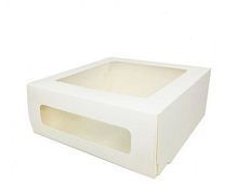 Короб белый д/тортов с окном 220*220*100 Cake Window (15шт./уп.,90шт/кор)