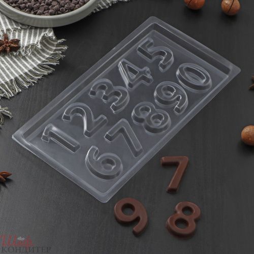 Форма для шоколада и конфет «Цифры», 10 ячеек, 22×11 см 5531384