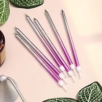 Свечи в торт Градиент фиолетовый-розовый-серебро 13см 6шт